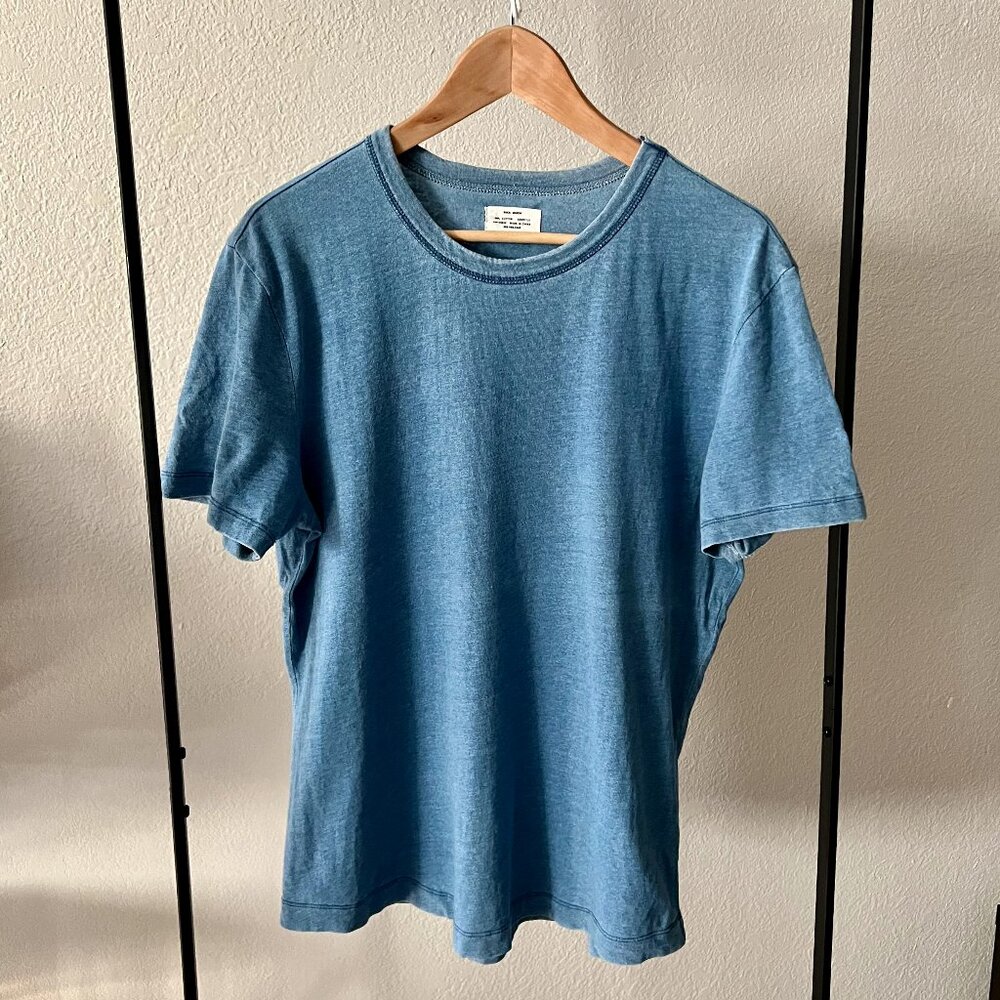 Buck Mason - Indigo Pima Curved Hem Tee - M